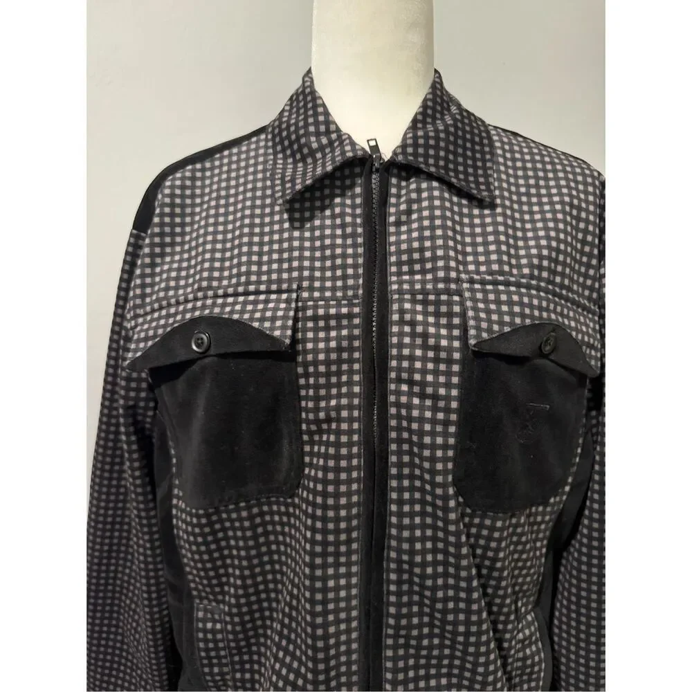 Stacy Adams zip up front velvet square design jacket M